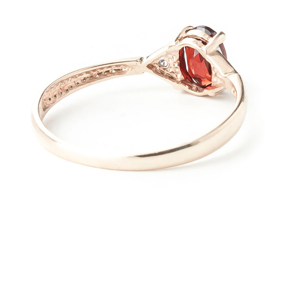 14K. SOLID GOLD RING WITH DIAMONDS & GARNET (Rose Gold) - Picture 2 of 4